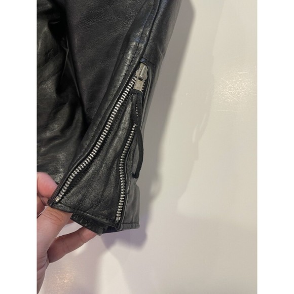 Silver Bike Leather Motorcycle Jacket Vintage 80's Coat Full Back Patch Size 50 - Picture 11 of 16